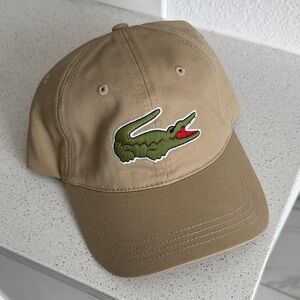 Lacoste Tan Cotton Cap with Green Crocodile Patch